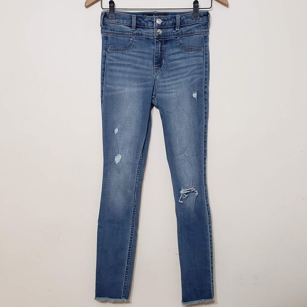 Hollister Frayed Hem Distressed Skinny Jeans sz 25